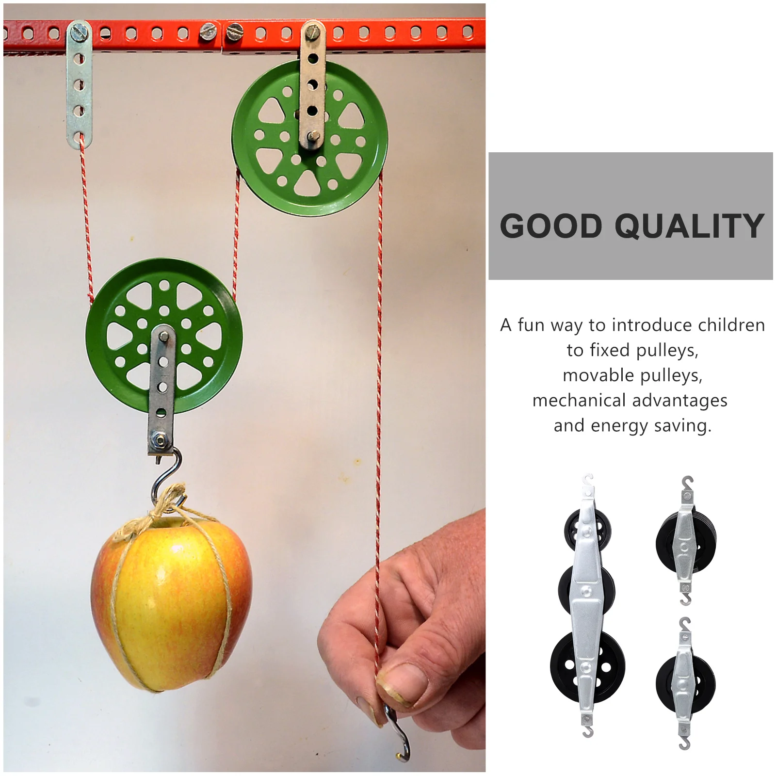 1Set Educational Pulley Block for Physics Demo Experiment Teaching Durable Plastic Mechanical Tool Pulley Block