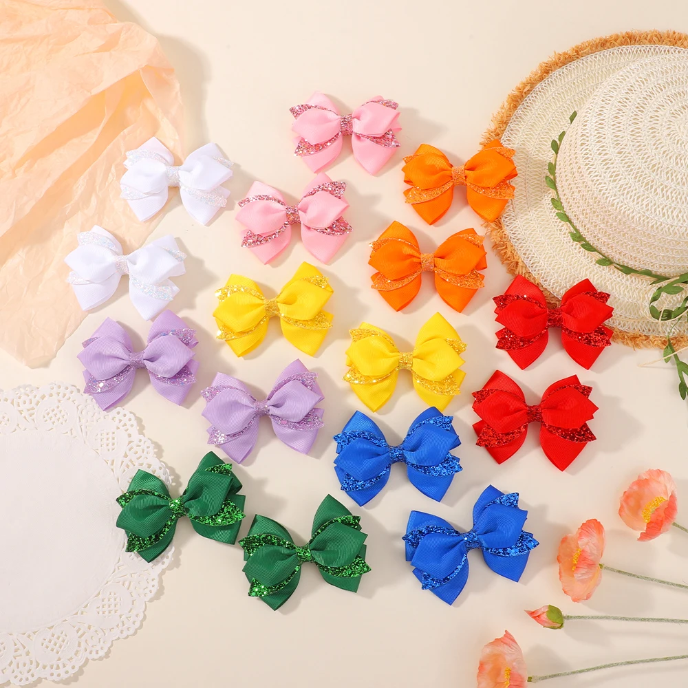 2 шт. новые бантики с блестками, заколки для волос для девочек и детей, блестящая заколка для волос, модные головные уборы, головной убор, детские аксессуары для волос, подарки, оптовая продажа