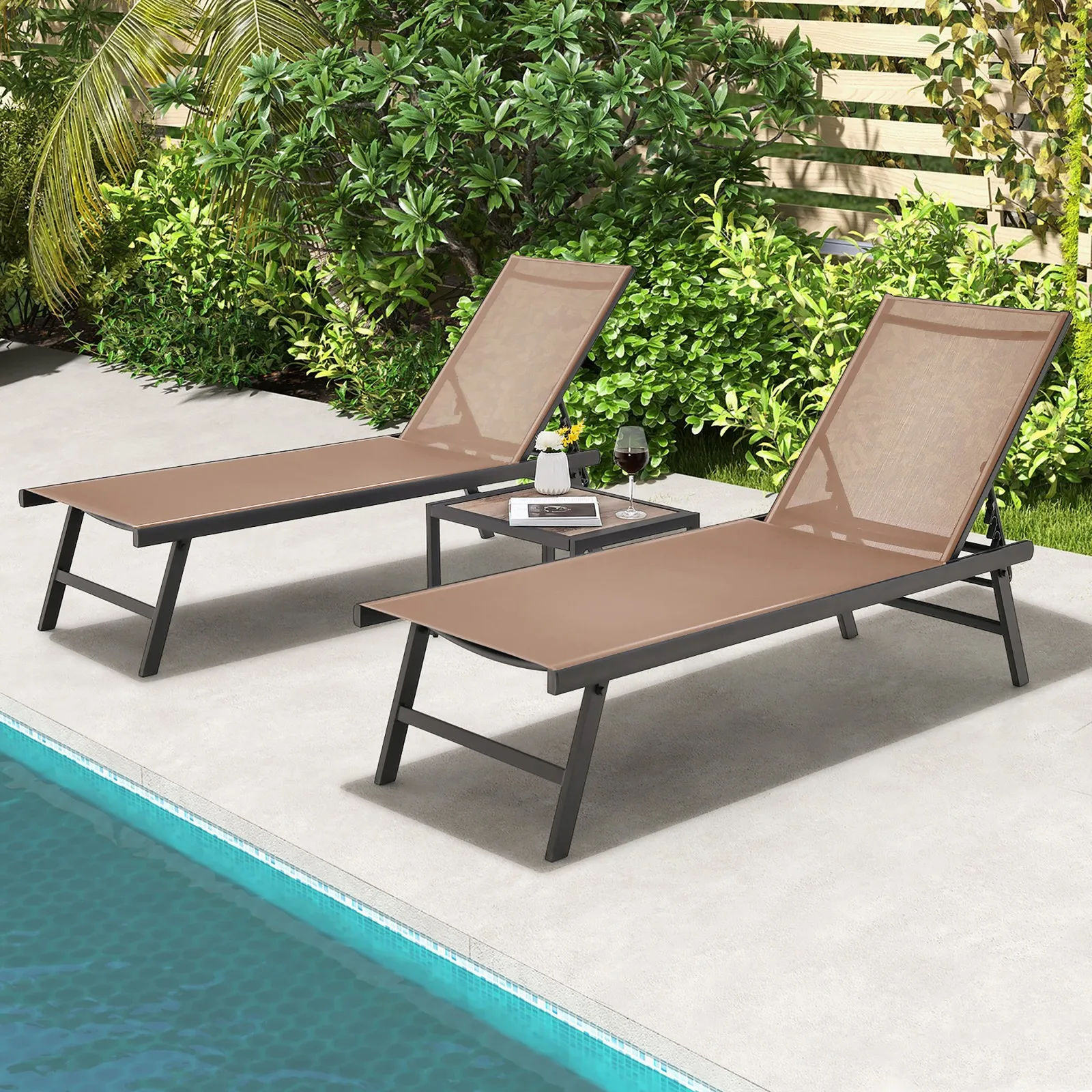 3Pcs Patio Chaise L…
