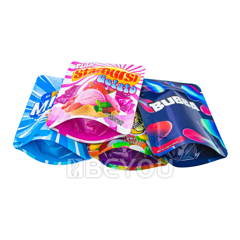 3.5G Smellproof Mylar Bag Stand Up Zip Lock Aluminum Foil Plastic Opp Pouches Straw Candy Food Storage Sealed Packing Customize