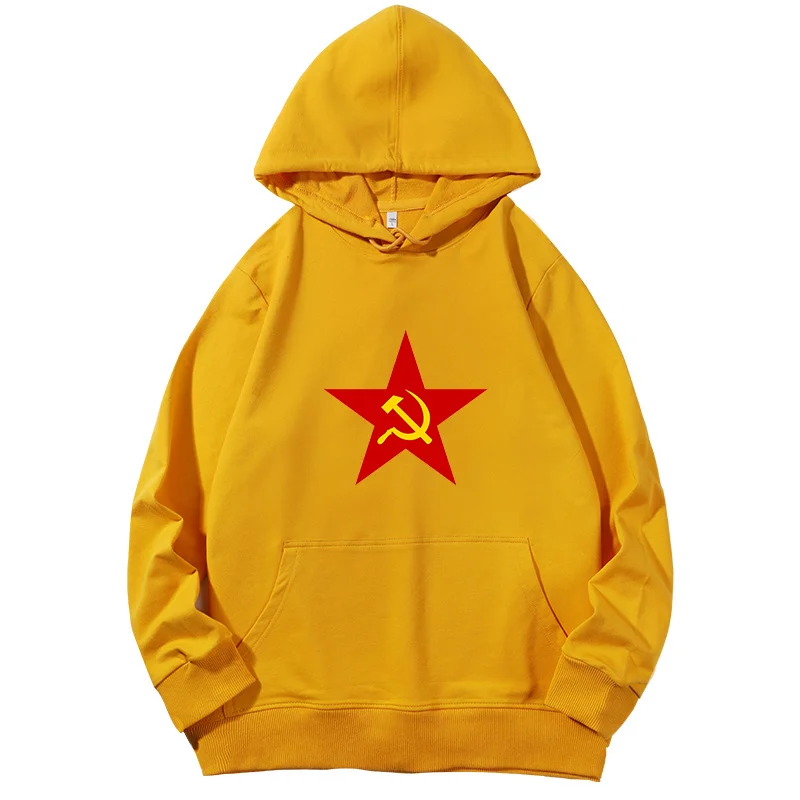 

Soviet Red star Communism Hammer and sickle symbolism graphic Hooded sweatshirts Spring Autumn essentials hoodie Hooded Shirt