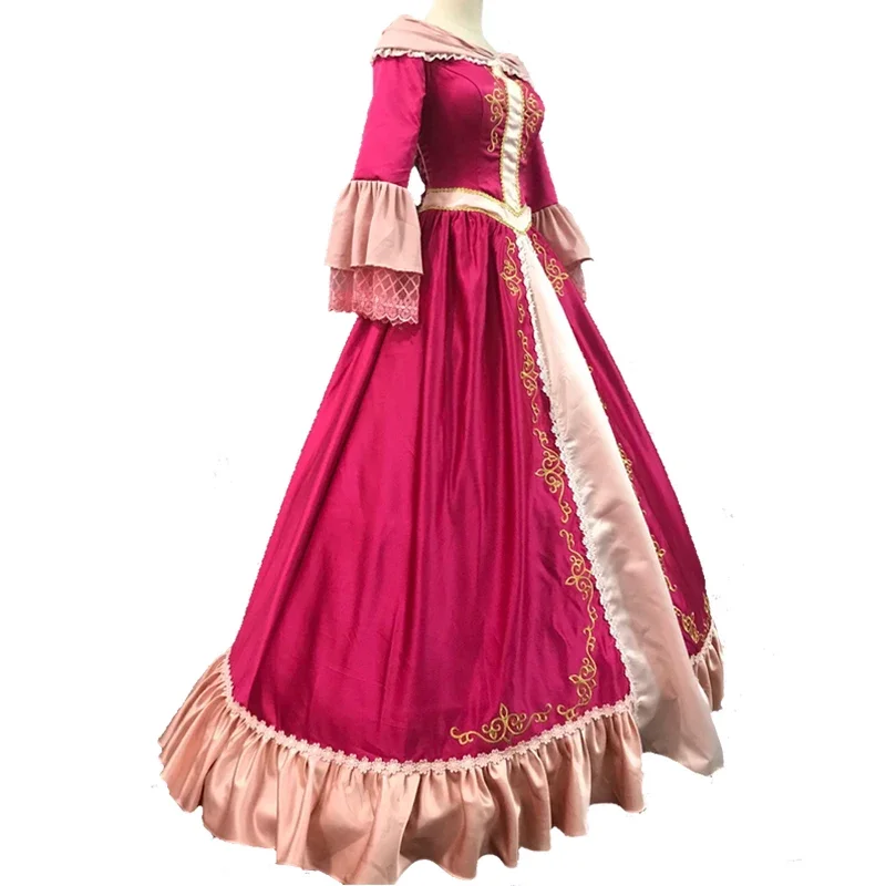 Belle Cosplay Kostüm rotes Kleid Halloween Kostüme Damen Mädchen Kleid mit langen Ärmeln für Weihnachtsfeier