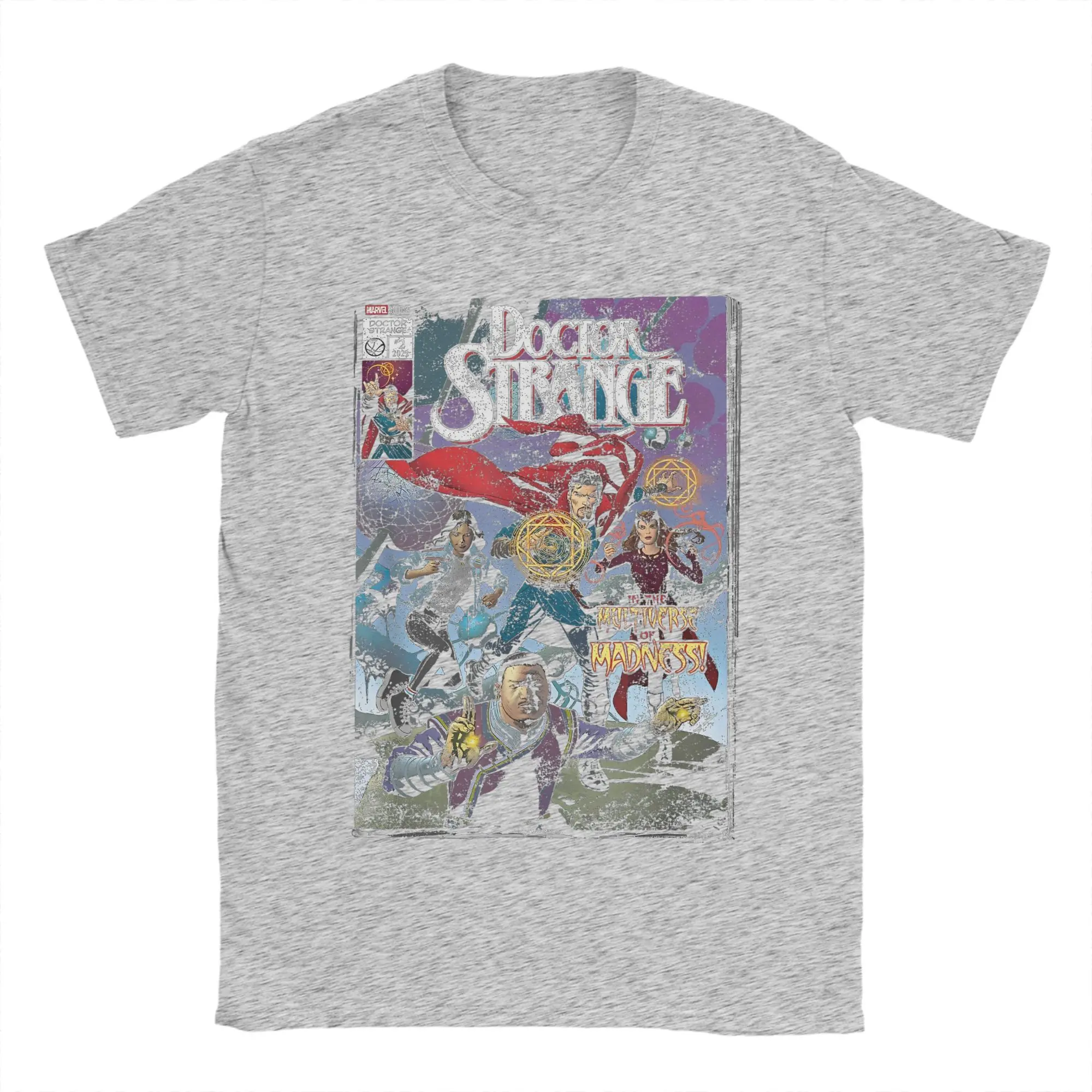 تي شيرت Marvel Vintage Doctor Strange in Crazy Multiverse تي شيرت رجالي برقبة دائرية من القطن الخالص تي شيرت كوميدي بأكمام قصيرة