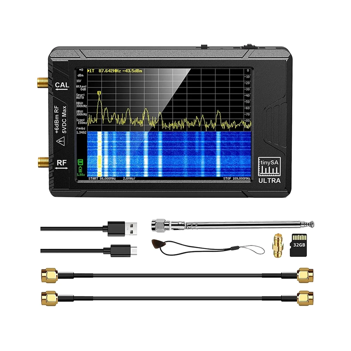 

For TinySA ULTRA Spectrum Analyzer+32GB Card 4Inch Display 100KHz To 5.3GHz Signal Generator Network Internal Lan Tester