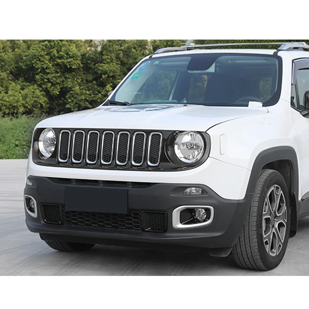 For Jeep Renegade 2016 2017 2018 2019 2020 2021 Car Body Styling Cover Protect Detector Trim Front Stick Grid Grill Grille Frame