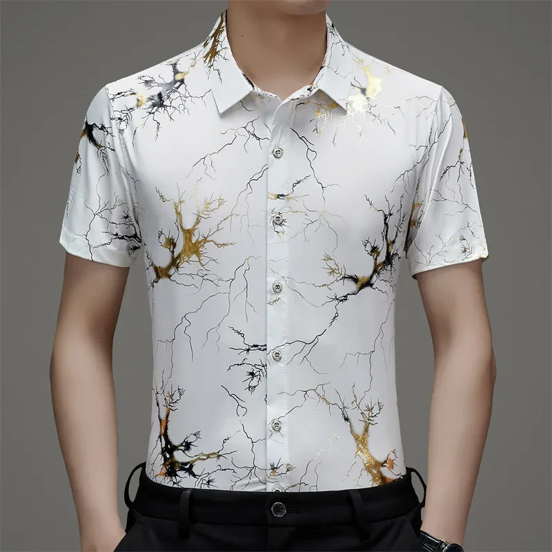 

Custom Suit Shirt Men's Summer Short-sleeved Floral Shirt Loose Casual Thin Top