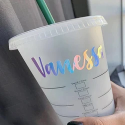 1Pc Rainbow Color Vinyl Stickers Custom Name Decal for Kids Holographic Personalized Name Sticker Label DIY Cup Bike Stickers