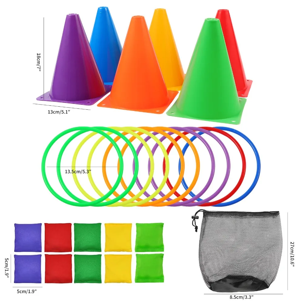 Anneaux en plastique arc-en-ciel, jeu de lancer de crème glacée, cible de cône, vitesse de lancer, jouet interactif, tour arc-en-ciel, jouet d'extérieur pour enfants
