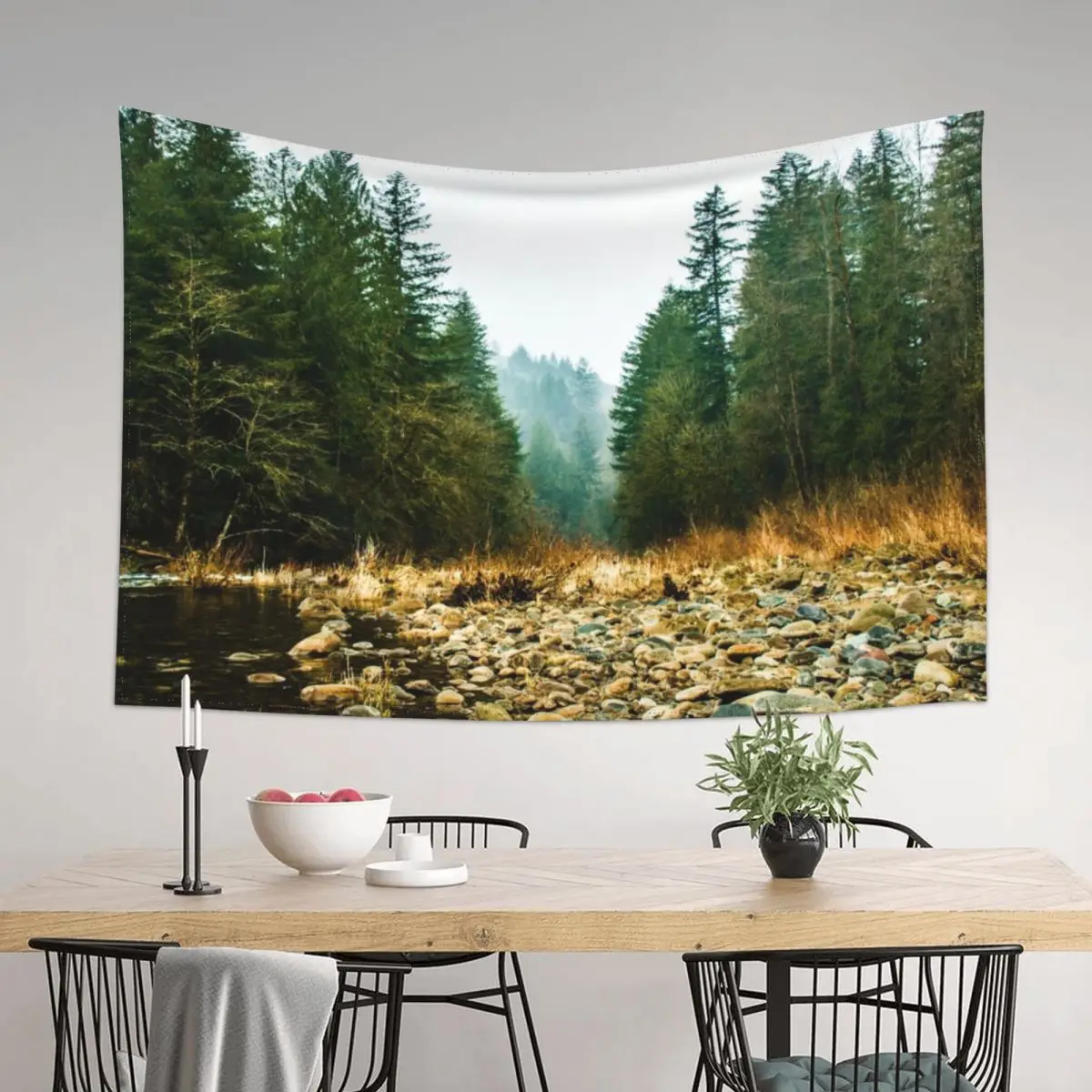 

Green Forest Mountain Lake Water - Green Trees and Sky Tapestry Home And Comfort Decor Wall Hanging Wall Room Design Tapestry