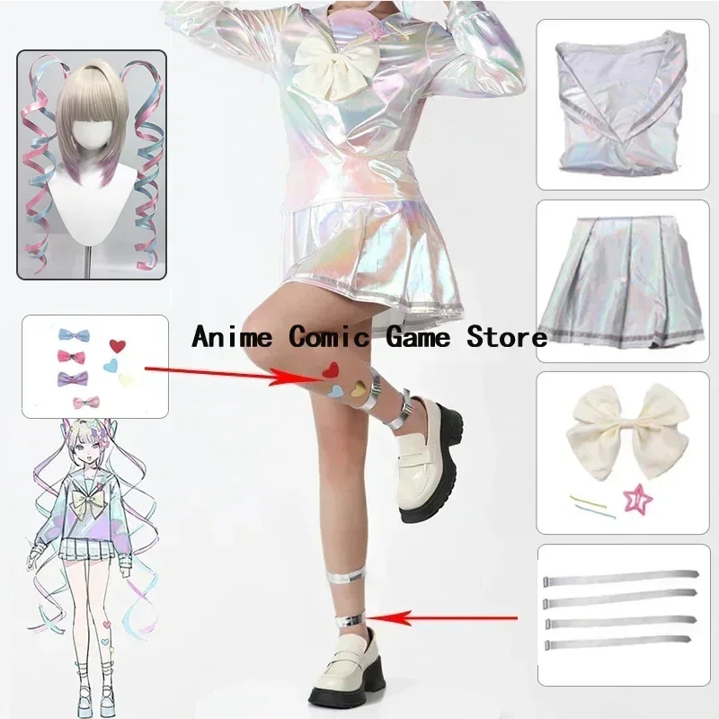Auf Lager Needy Streamerr Overlord Kangel Cosplay Kostüm Perücke Lolita Kleid Laser JK Schuluniform Halloween Party für Frauen