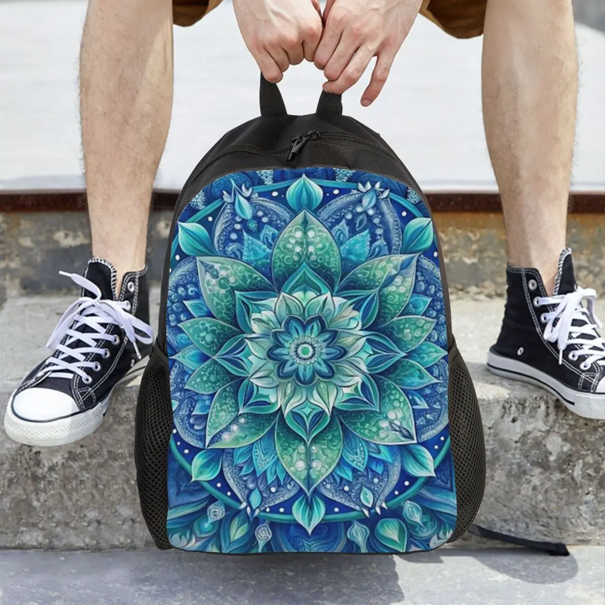 Bohemian Mandala Print Pattern Backpack Daypack Large Capacity Children BookBag School Bag Shoulder Bags for Men Women