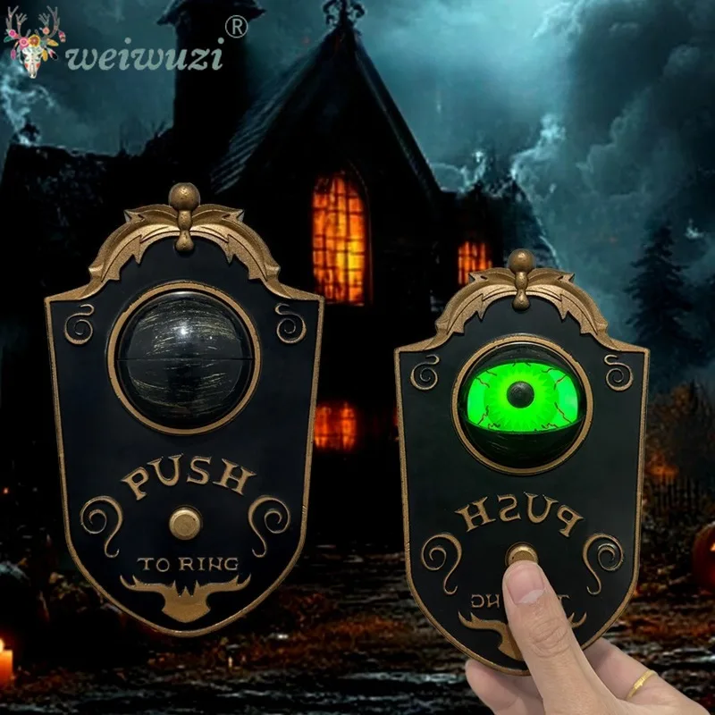 Halloween Costume Props Spooky Rolling Eyeball Doorbell Cosplay Costume for Haunted House Bar Secret Prank Scene Decor Supplies