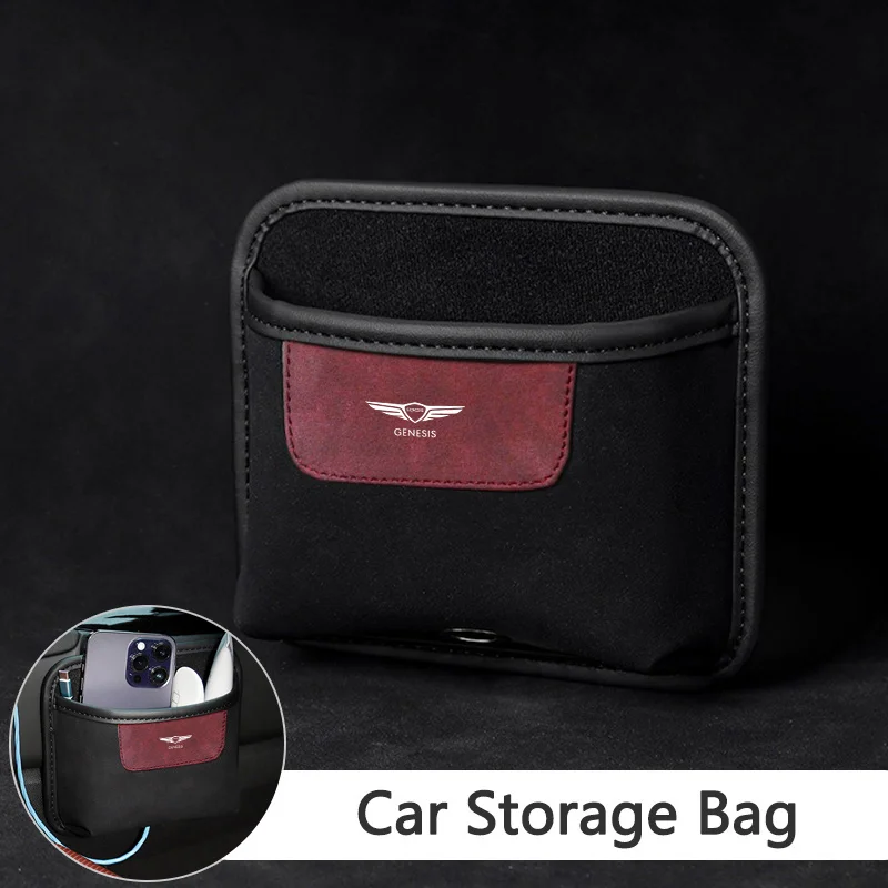 

Leather Car Storage Pocket Organizer Bag Seat Tidying Box For GENESIS GV60 Suv Coupe 3.8 2022 GV80 GV70 G70 G80 G90 Accessories