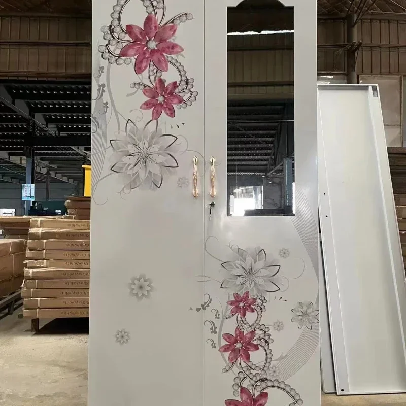 

A Bedroom Printed Storage Wardrobe With Mirror