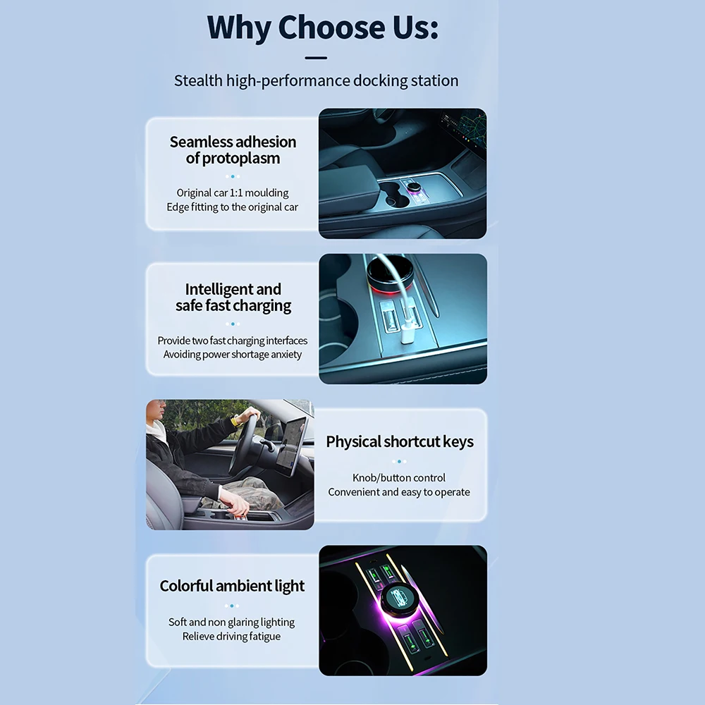 LCD Intelligent Physical Button Knob AC Control Passenger Seat Control USB Type-C Fast Charger for Tesla Model Y 3 New Y Juniper - view 4