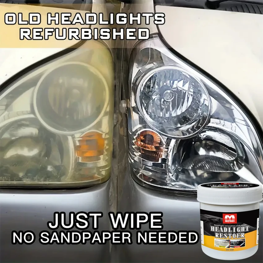 Kit de restauración de faros de coche, eliminador de arañazos y pasta de limpieza, eliminación de oxidación y amarillento, ajuste Universal para todos los vehículos