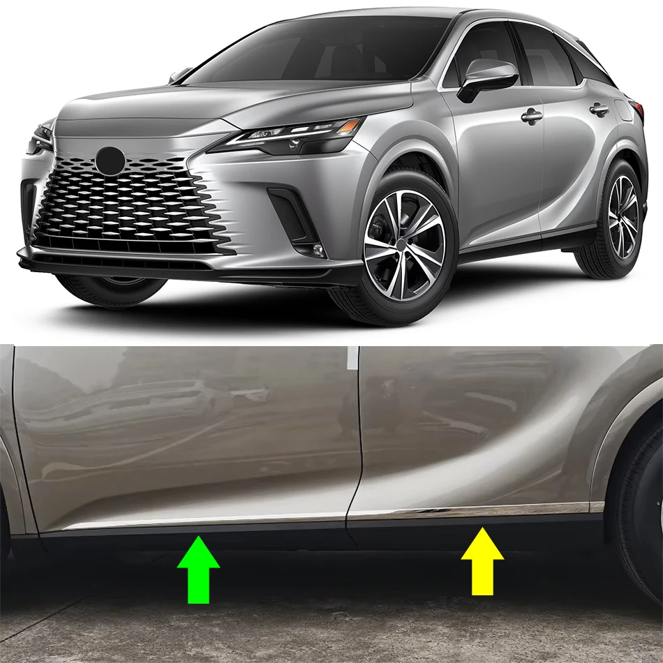 Stainless Steel Car Door Body Side Molding Strips Trims Cover For Lexus RX350 RX450h+ RX500h 2023 2024 2025 2026 Accessories