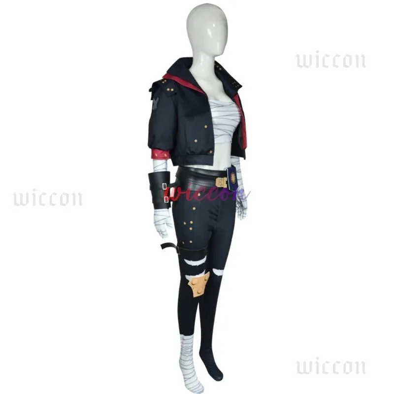 

COSda@Anime Arcane Season 2 Vi Cosplay Costume Wig Game LOL The Piltover Enforcer Black Coat Pants Comic Con Suit Custom Made Co