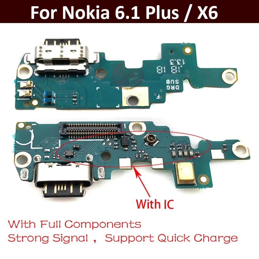 New For Nokia X6/ 6.1 Plus TA-1099/1103 Type-C USB Charger Charging Port Dock Connector Flex Cable Repair Parts