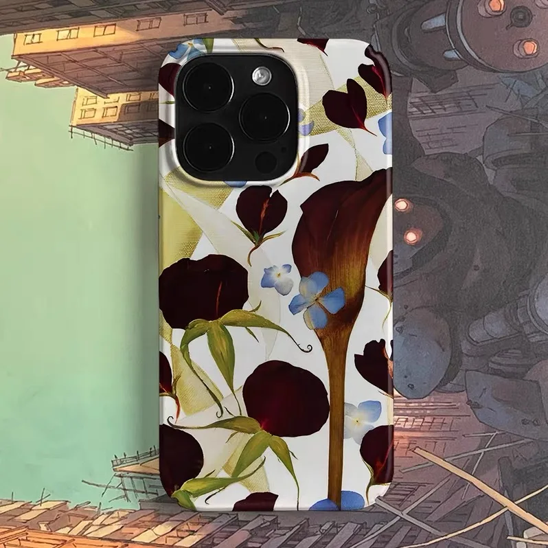 

Korean Ins Dark Red Rose Art Phone Case for IPHONE 17 16E 15 PROMAX 14 Plus 13 12 MINI 11 PRO 16Plus XR XS Acrylic Phone Cover
