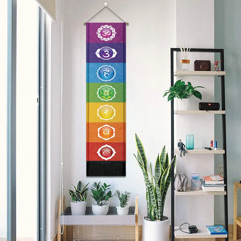 Seven Chakra Tapestry Wall Hanging Yoga Meditation Hippie Psychedelic Tapestry Chakras Tapestries for Bedroom Living Decoration