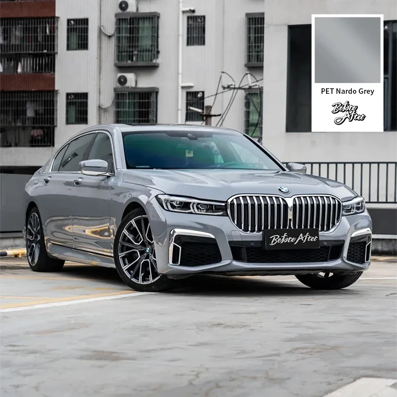 2025 Kustomisasi Pabrik Penjualan Terlaris 1.52X17M PET Liner Super Glossy Nardo Grey Vinyl Wrap