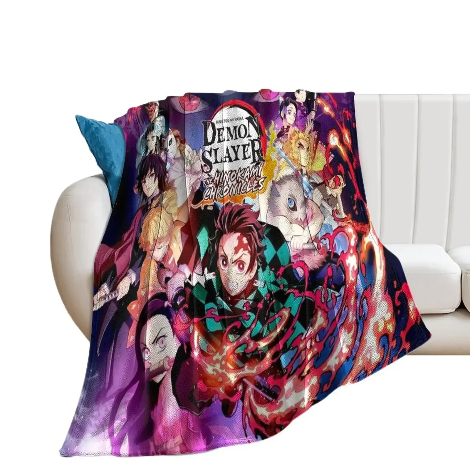 demon poster Throw Blanket Flannels For Decorative Sofa Vintage Blankets