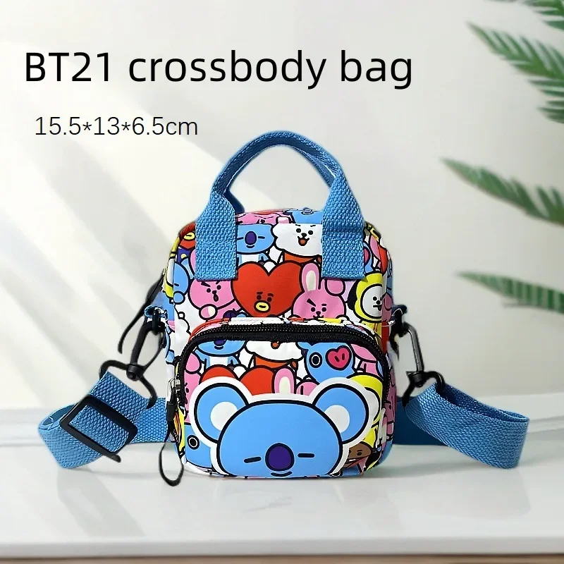 애니메이션 BT21 메신저 백팩 만화 어깨 가방 프린트 패턴 학생 배낭 레저 여행 가방 생일 선물