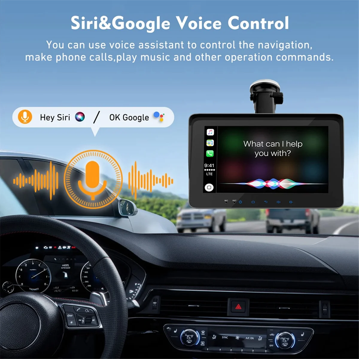 M85K Wireless Carplay Android Auto, Portable Touch Screen Automatic Multimedia Player, Car Stereo with Mirror Link/Bluetooth
