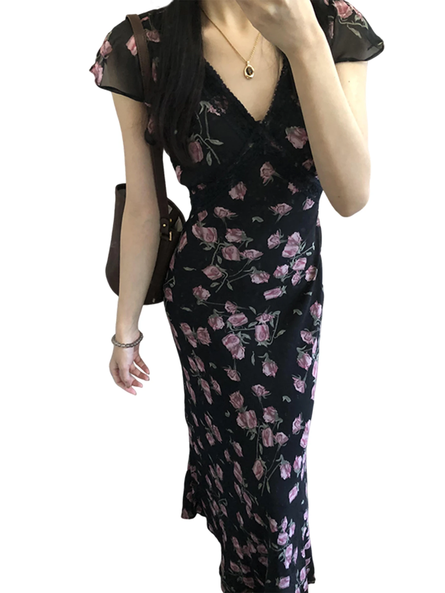 تنورة نسائية صيفية 2026 V-Ne Bla مطبوعة بالورود Dr تنورة نسائية بخصر طويلة Svel على شكل حرف a Dr Sweet Japanese Sle