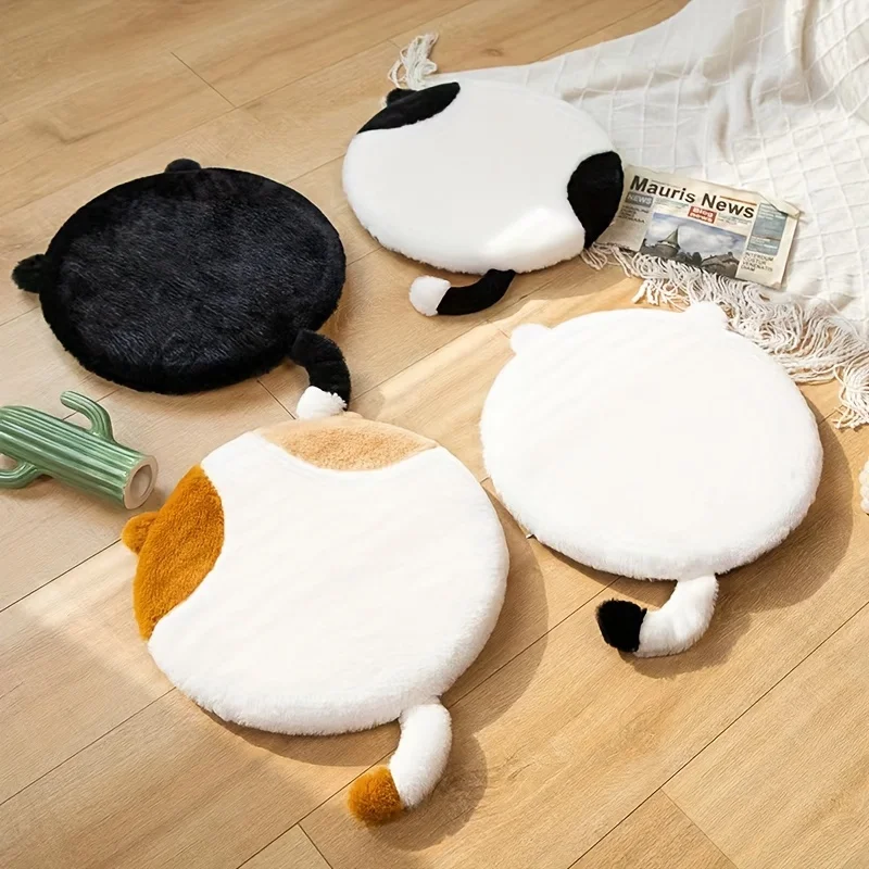 Cojín para silla de espuma viscoelástica con diseño de gato de dibujos animados, Art Deco, suave, lavable, con cremallera, cojín de suelo multiusos para oficina/dorto/coche