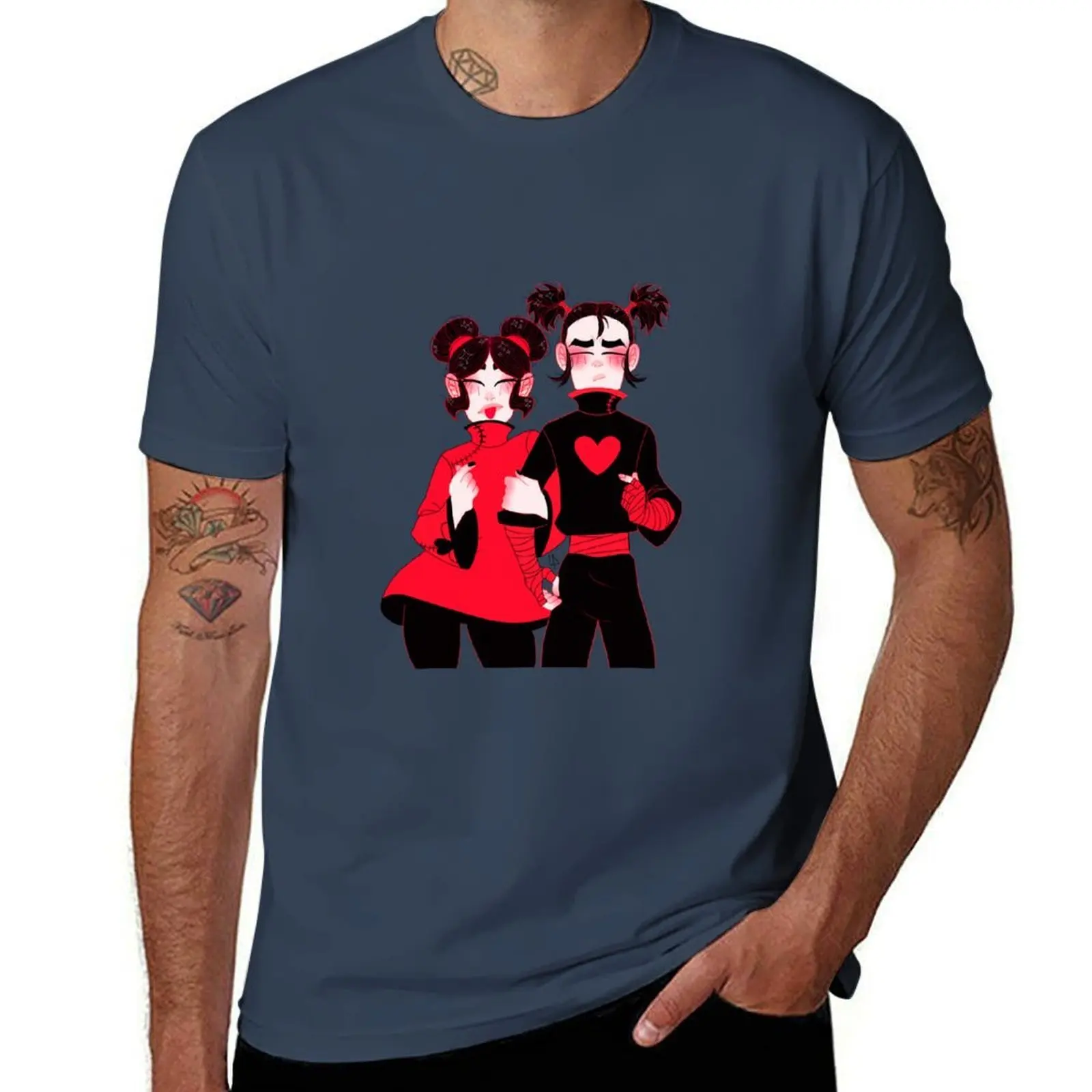 Finger hearts T-Shirt Non-Shrink Basic Cotton T-Shirt