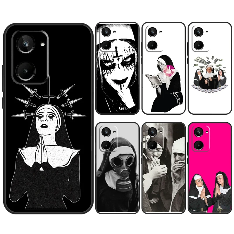 Sister Nun Case For Realme C53 C55 C33 C30 C35 C67 C21Y C25 C51 C15 9 10 12 11 Pro Plus GT Neo 5 Cover