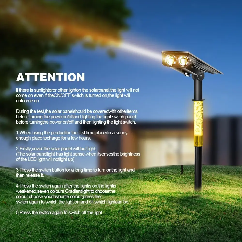 Solar Garden Lawn Lamp Outdoor RGB Spotlight Landscape Path Lighting Waterproof Wall Light Tree Flag Lawn Pathway