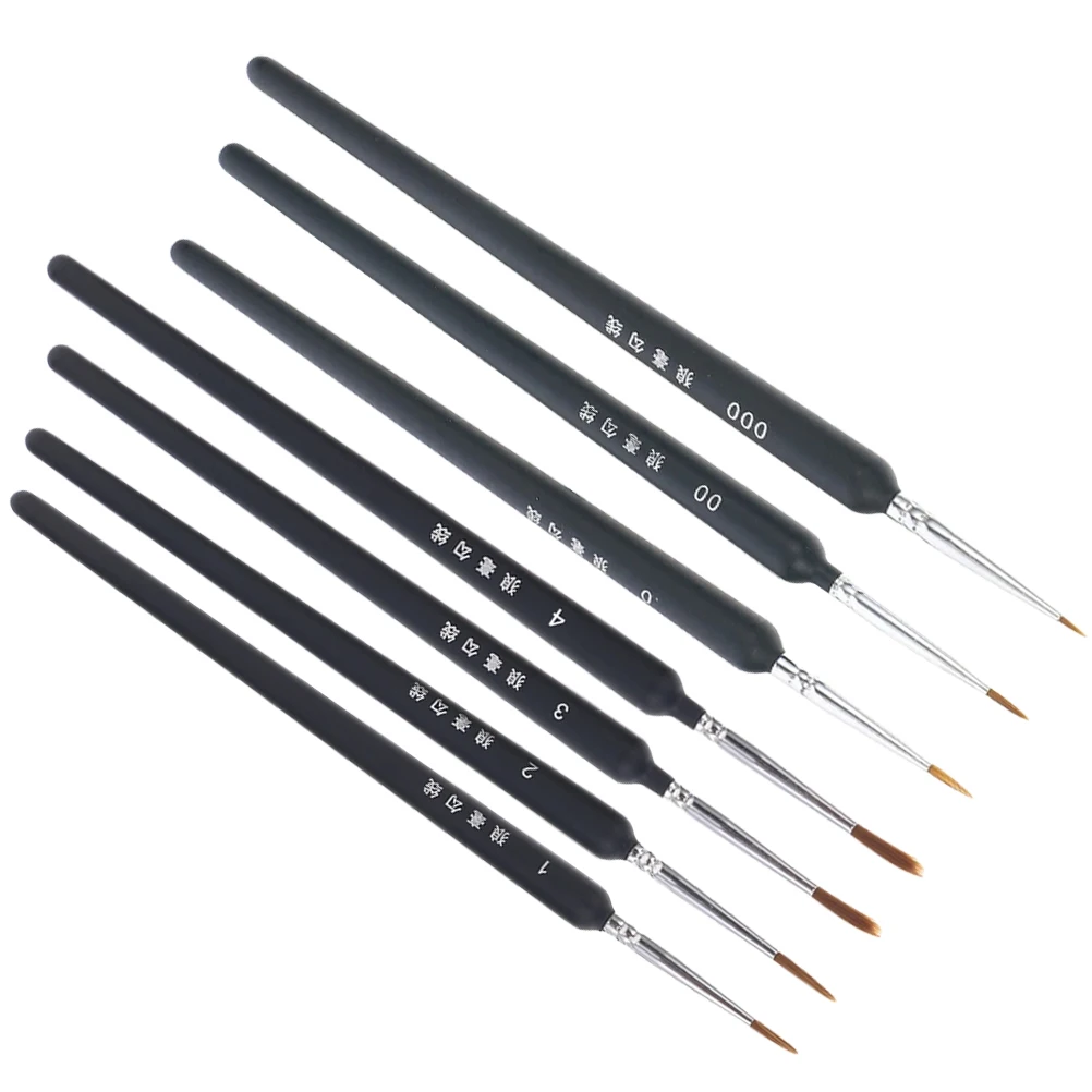 7 Pcs Nail Art Line Pen Oil Paint Brushes Small Detail Model Painting Mini Watercolour