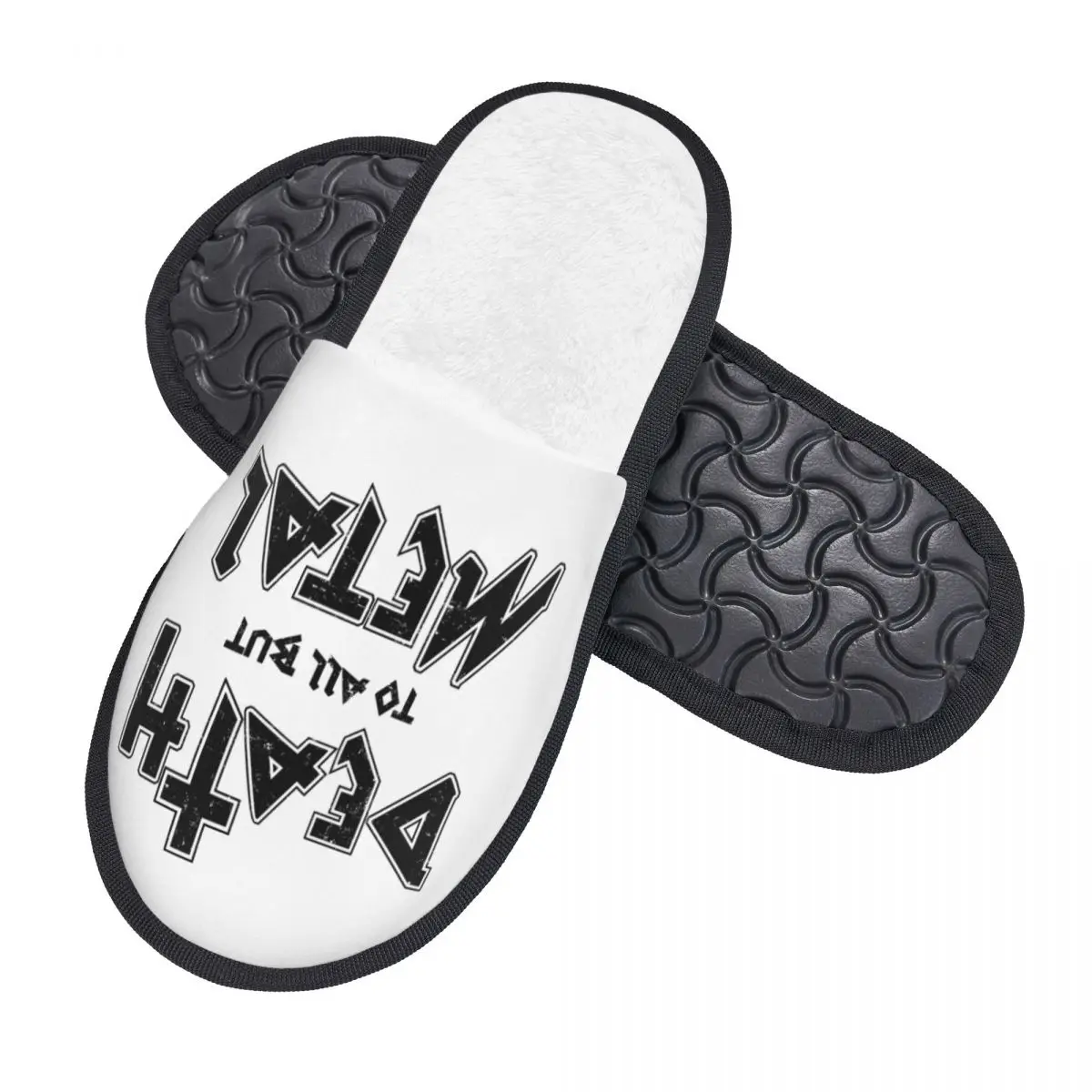 Custom Death To All But Metal House Slippers Women Soft Memory Foam Shoes Heavy Metal Rock Gift Comfy Warm Anti-Skid Slipper