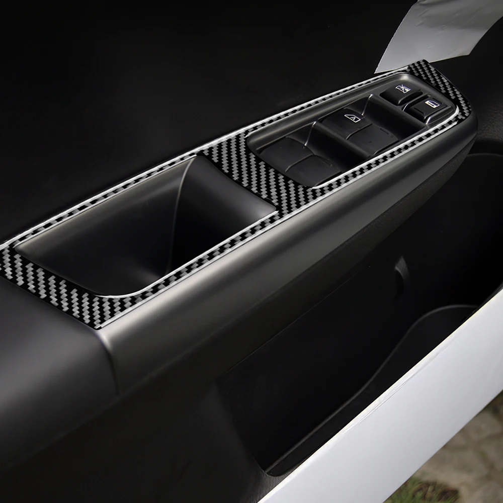 

For Subaru Impreza 2009-11 LHD RHD Door Window Switch Button Cover Panel Real Soft Carbon Fiber Sticker Car Interior Accessories