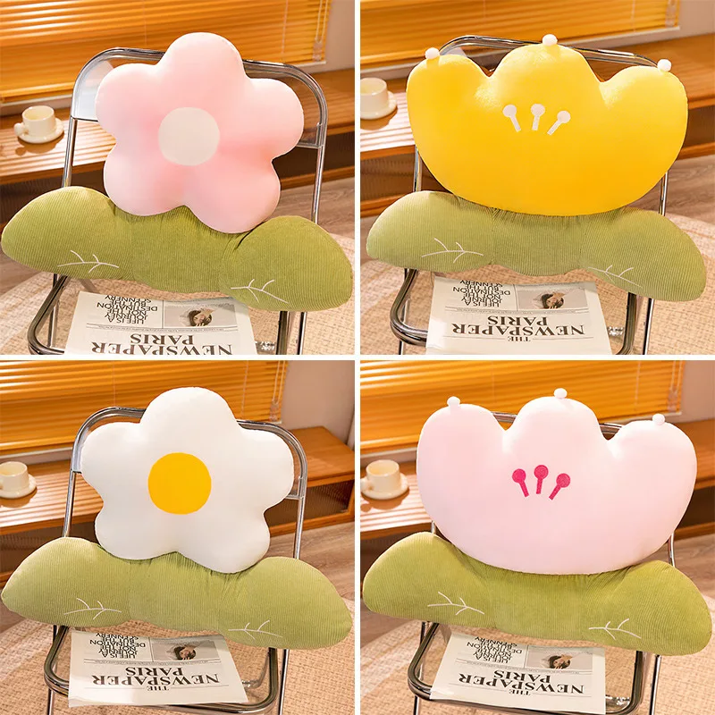 

Lifelike Tulip Plush Pillow Soft Stuffed Plant Sunflower Shaped Mat Seat Cushion Sofa Chair Indoor Floor Home Deco for Kids Gift