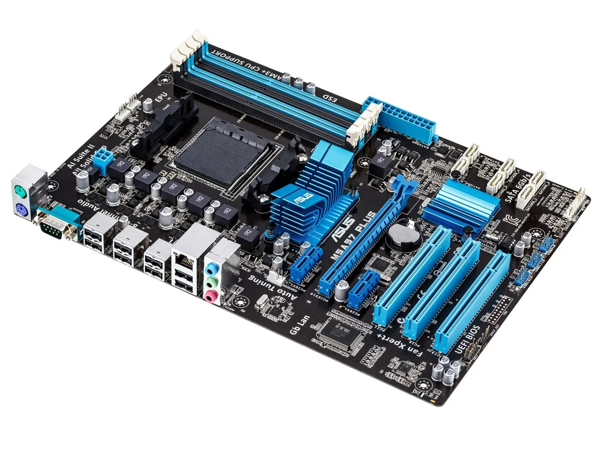 ASUS M5A97 PLUS motherboard, AM3+ interface, supports AMD series CPU, four-channel DDR3 memory