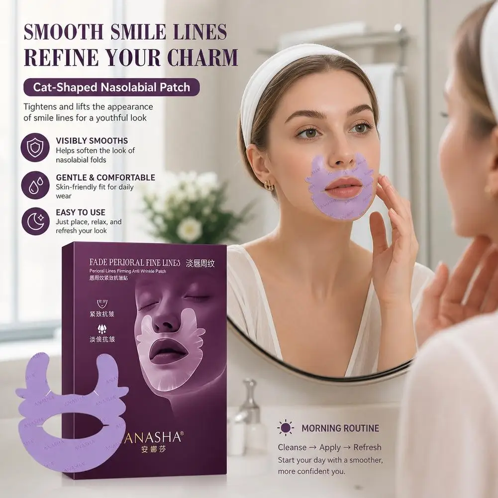 Cat Nasolabial Fold Patches Fade Perioral Fine Lines Lift Firm Hydrogel Anti Wrinkle Mask Skin Care