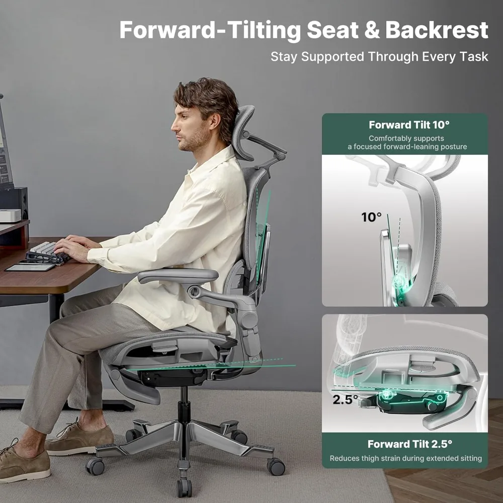 كرسي مكتب مريح ممتاز H2 Pro - كرسي كمبيوتر مريح للمكتب المنزلي مع دعم خلفي قابل للتعديل وعجلات دوارة #5