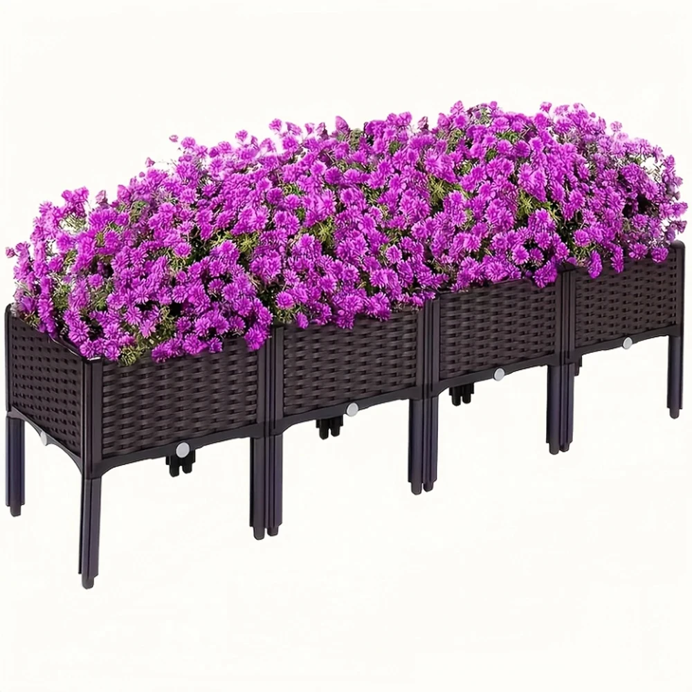 4-Compartment Box for Home Balcony Planting, Flowerbed Nursery Plastic Flower Pot, Vegetable Planting Box, Enlarged and Thickened Outdoor Garden Flower and Vegetable Planting Box