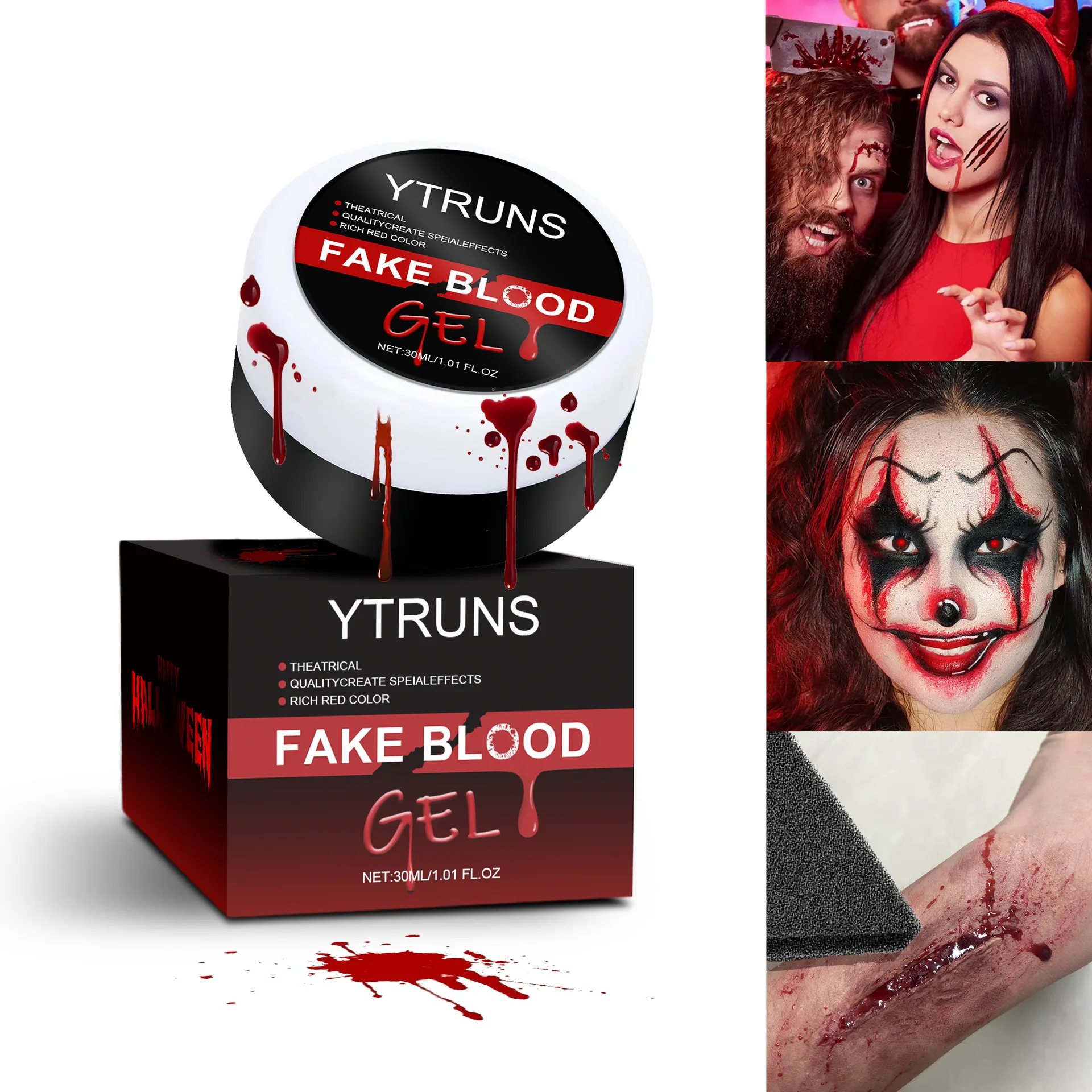 30ML Halloween Fake Blood Gel,Horror SFX Makeup Kit for Wounds,Cuts,Creepy Cosplay Accessories & Halloween Decor,Thick Realistic