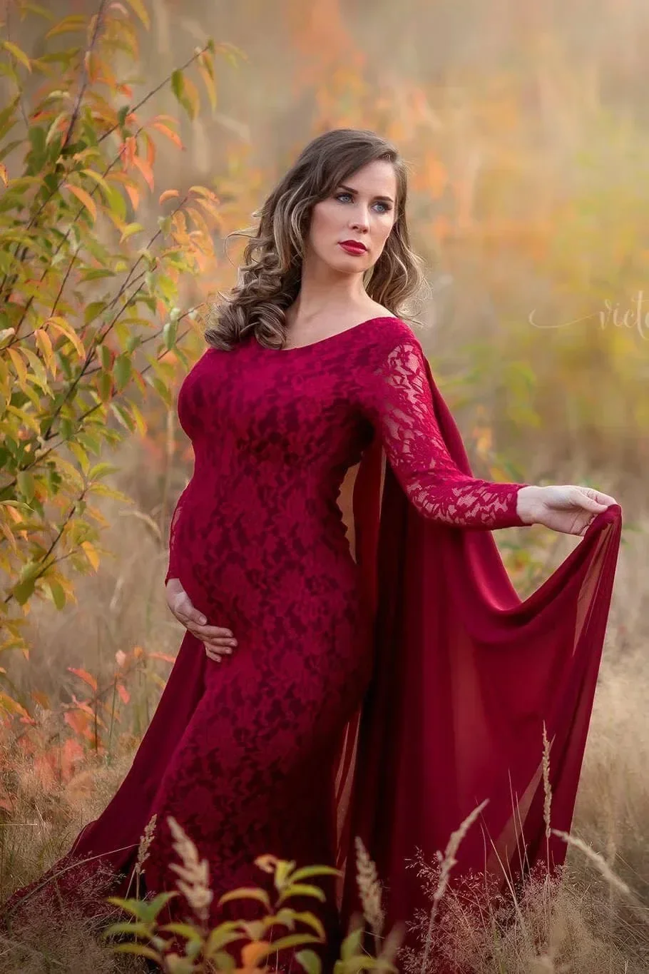 

Sexy Maternity Photography Prop Maternity Dresses For Photo Shoot Lace Maxi Gown Clothes Off Shoulder Women Pregnancy Dress