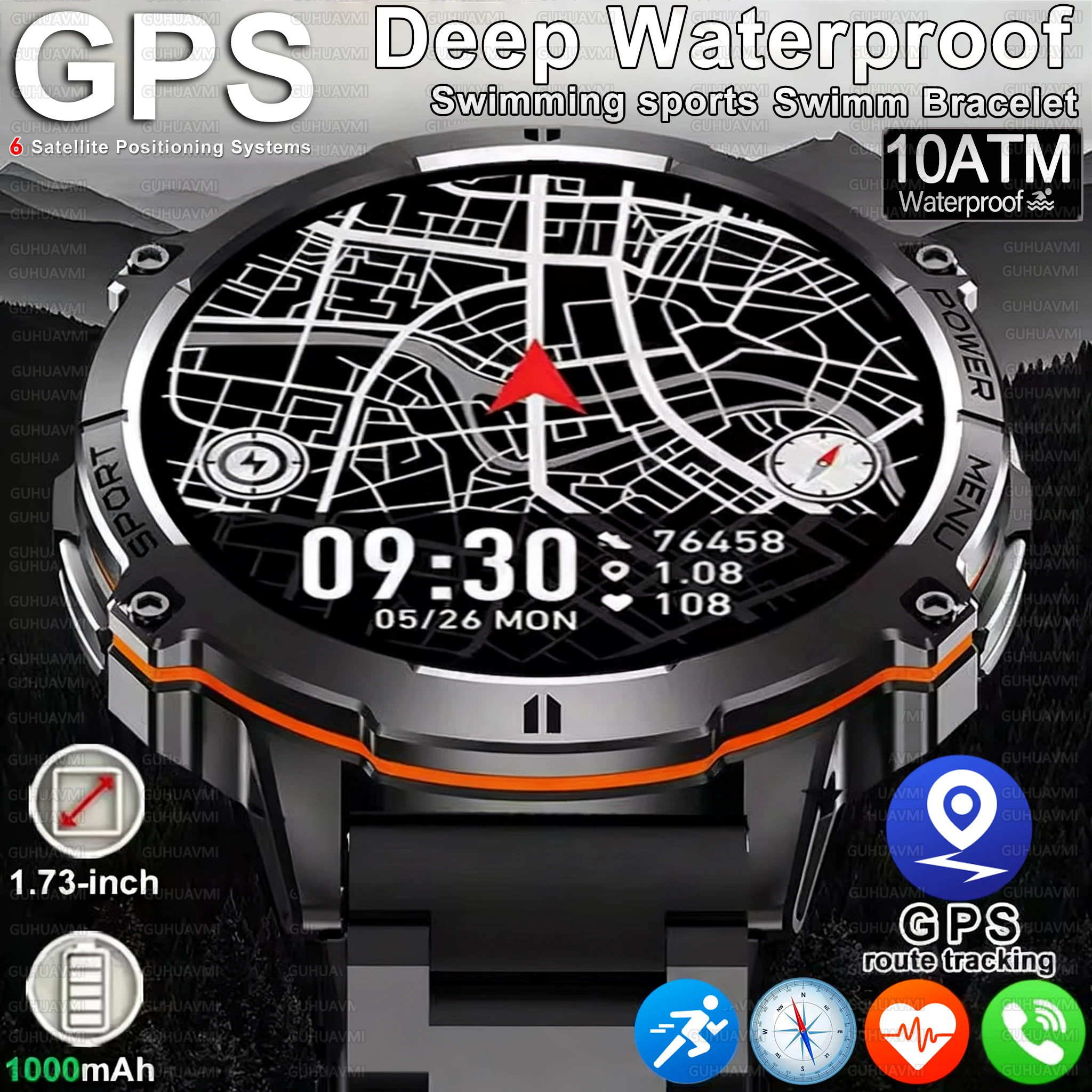 

2025 NEW T-REX3 Ultra Outdoor Military GPS Smartwatch Men 1.73"HD Screen Compass 1000MAH Heart Rate Call 10ATM Waterproof Watch