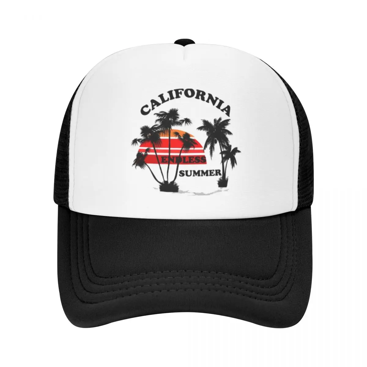 Gorras de béisbol de malla personalizadas California Endless Summer Sunset Beach para hombre, unisex, mujer, gorras de playa, gorras de papá, gorras de hip hop, gorras trucker
