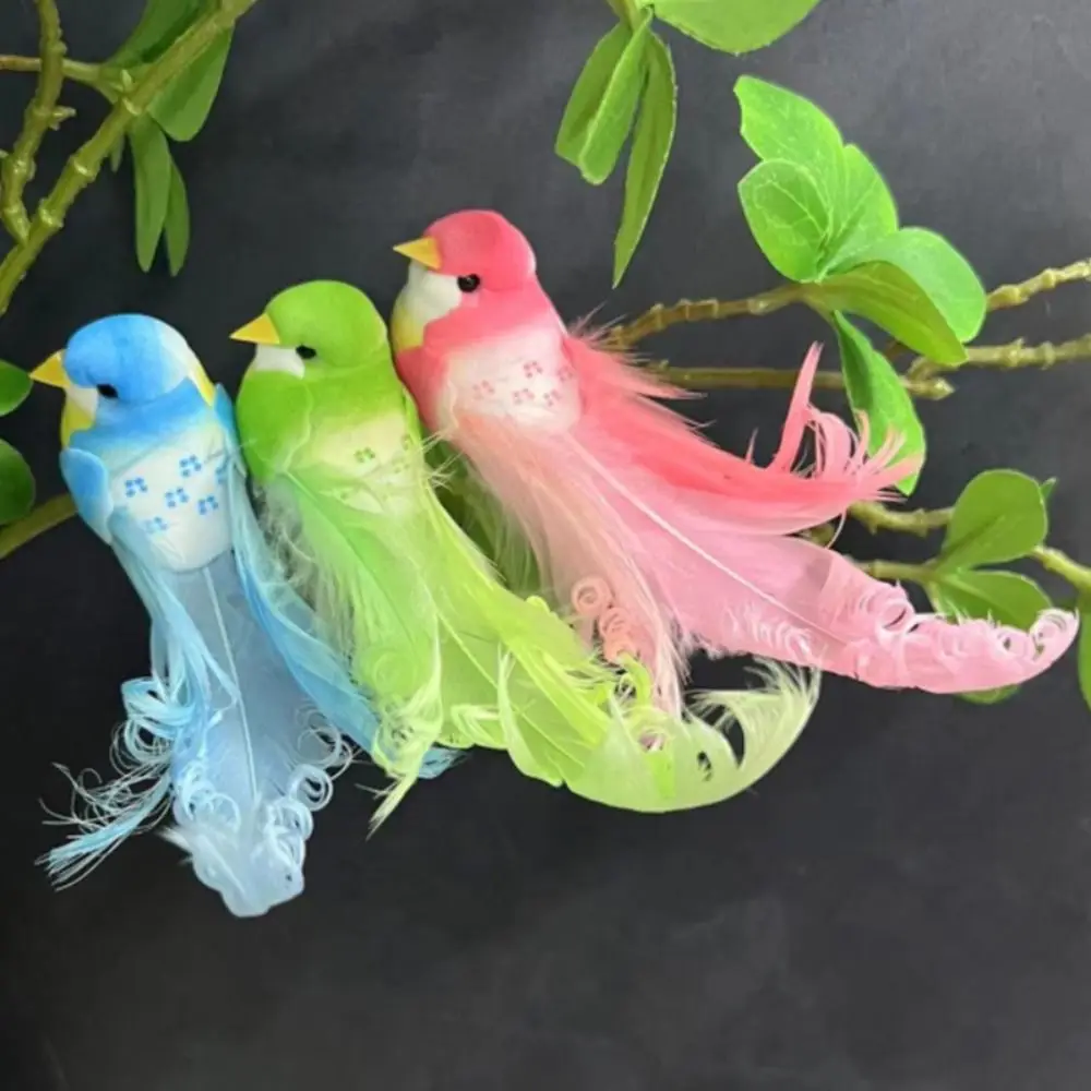 Colorful Simulation Birds with Clip Home Decor Artificial Foam Feathers Birds Photography Props Landscape Decoration Birds Model