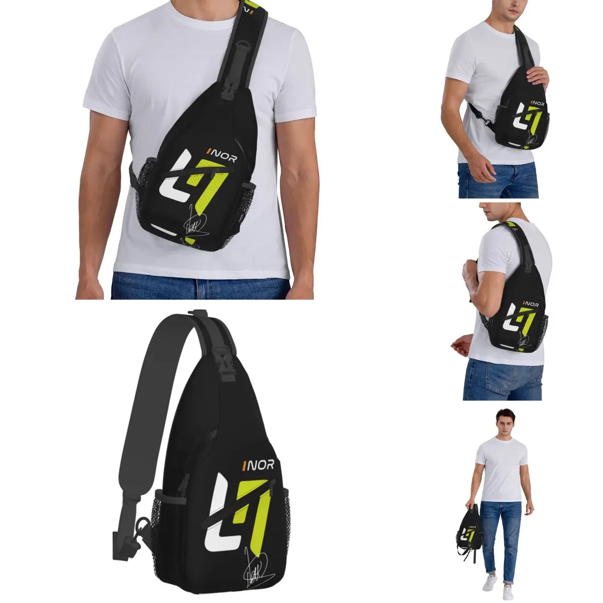 Motorsport Small Sling Bags, Lando Norris, Motorista De Corrida, Mochila De Ombro Crossbody, Viagem, Mochilas De Caminhada, Bolsa De Padrão, Peito, Viagem