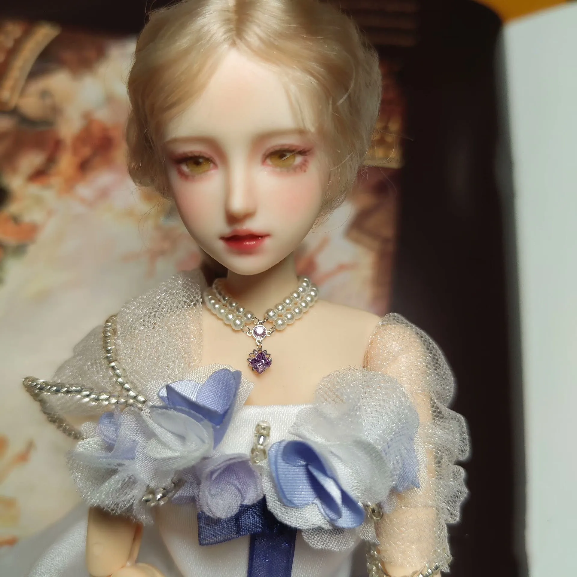 Double-deck Pearl Necklace Zircon Pendant 1/6 BJD Doll Accessories Free Shipping