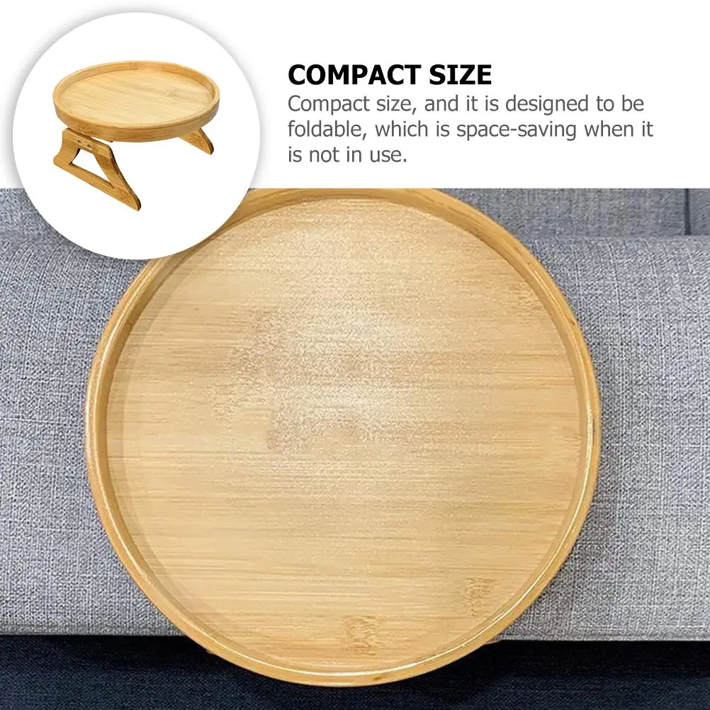 Nice Wooden Handrail Tray Foldable Table Clip On Sofa For Couch Arm Bamboo Rest Armrest